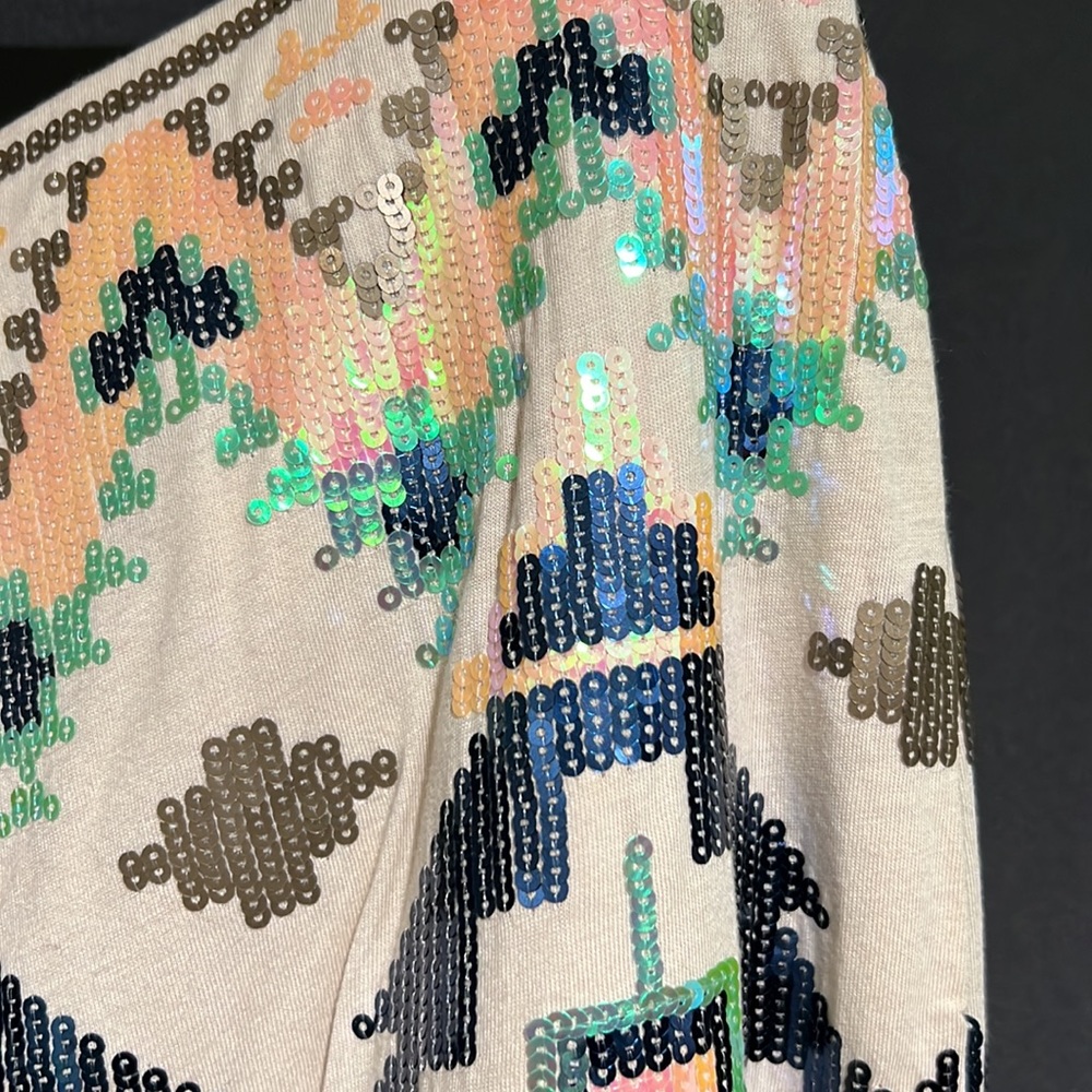 Vintage Express Sequin Tribal Pattern Colorful Mi… - image 6